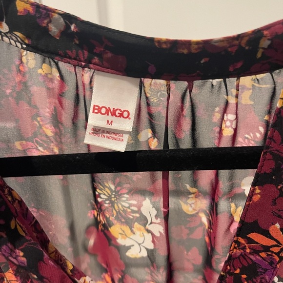 BONGO Floral Blouse - Burgundy and Orange - Picture 3 of 5